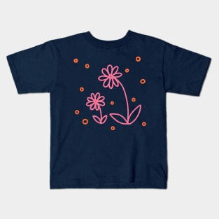 Daisies and Dots 2 in Pink, Orange, and Cream Kids T-Shirt